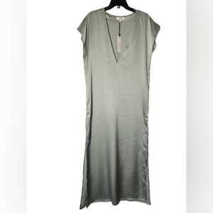 LBLC The Label Sleek Jade Green Cautilina V-Neck Dress Women's Size Large NWT